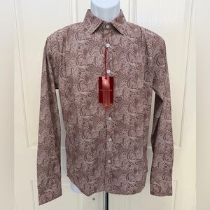 Brown Paisley Thin Dress Button Shirt Sz S